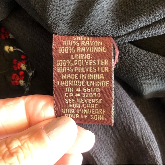 ANTHROPOLOGIE Ranna Gill Fiona Black Maxi Dress Red Floral Embroidery Ruffle Hem - Picture 15 of 15